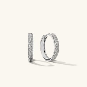 Bold Pavé Diamond Medium Hoops