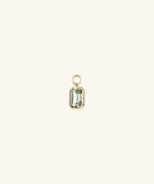 Big Emerald Cut Gemstone Hoop Charm