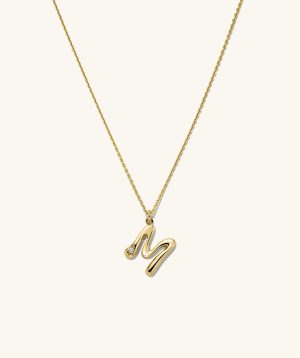 Organic Dôme Liquid Letter Pendant Necklace